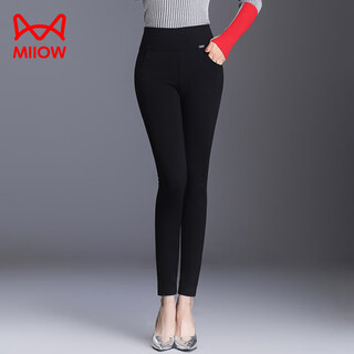 Miiow velvet thickened pants for women, large size leggings for women, mother's pants, autumn and winter warm cotton pants, one-piece pants, black, no label, no velvet, s 70-85jin jin is equal to 0.5 kg