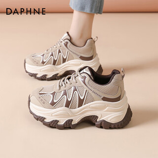 Daphne daphne fashion retro casual dad shoes women's thick sole increased comfortable soft sole versatile sports shoes for women apricot brown 40