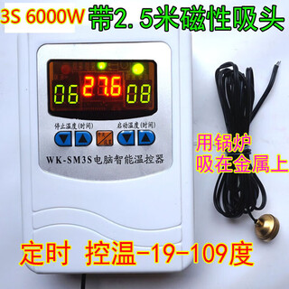 Thermostat 6000w high power temperature controller heater fan switch freezer climbing pet breeding shed pump 3s 6kw timing temperature control + 2.5m magnetic suction head