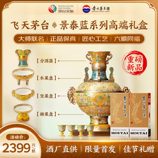 Maotai culture and tourism feitian 200mlx2 maotai-flavor liquor co-branded by master cloisonné year of the horse new year blessing gift box