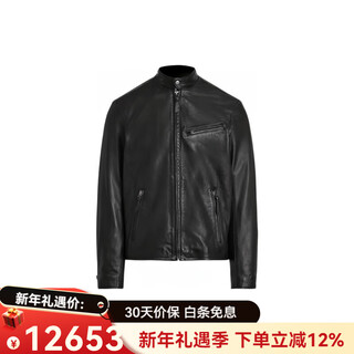 Ralph lauren ralph lauren solid color stand collar zipper motorcycle jacket leather jacket men's black black m