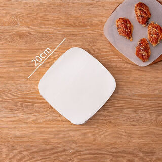 Air fryer special paper accessories oil-absorbing paper kitchen household oven barbecue tools pizza baking silicone paper pad white square non-porous 20.5x20.5cm 50 sheets