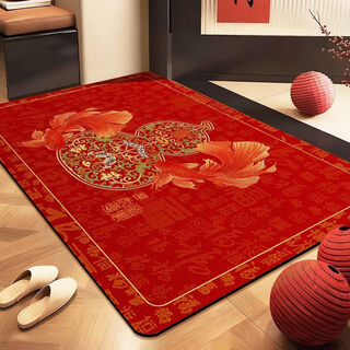 Fantasy 2026 new year, year of the horse, red festive chinese new year entrance door, entrance hall floor mat, non-slip foot mat carpet 80x100.1cm, recommended by the store manager, atmospheric pisces gourd, good luck and good luck