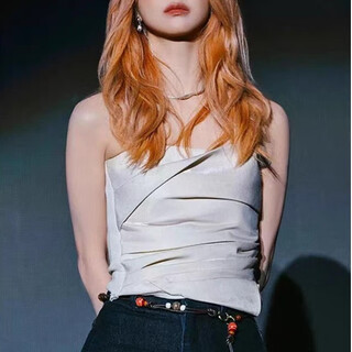 The same style as fiona sit's concert, off-white pleated tube top vest for women, summer outer wear, hot girl irregular suspender top, white vest s