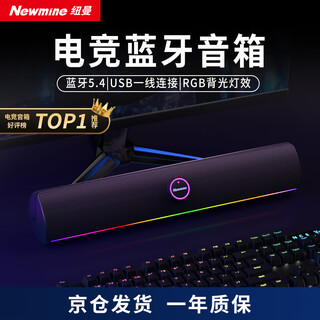 Newmine bt805 audio computer desktop speaker home desktop computer e-sports game audio long strip wired speaker anti-howling high-quality bluetooth 5.4 with rgb lighting effect