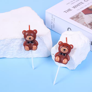 Yusenyi birthday candle cake decoration cartoon cute bear children's party supplies creative baking decoration candles 10 packed bear brown 10 hundred flower style