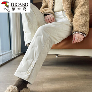 Woodpecker black down pants women's outerwear 2025 new fashion winter thickened warm and coldproof cotton pants outerwear white s recommended 80-95jin jin equals 0.5 kg