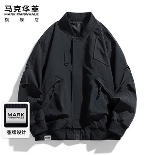 Mark fairwhale chaqueta chaqueta de trabajo de vuelo americano de invierno para hombre chaqueta de béisbol suelta para hombre negro xl