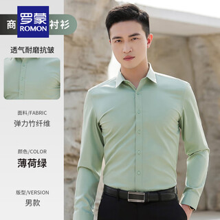 Romon's new long-sleeved shirt professional formal work clothes custom corporate employee clothing 4s store sales consultant men's and women's administration (men's style) mint green 2xl