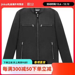 Michael korsfw23 zipper long-sleeved solid color leather jacket men's black black xl