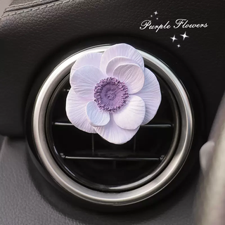 Yusenyi gentle flower diffusing stone car aromatherapy car perfume women's air conditioning vent decoration flowers luxurious anemone air vent light gray free 1 bottle of perfume 1g
