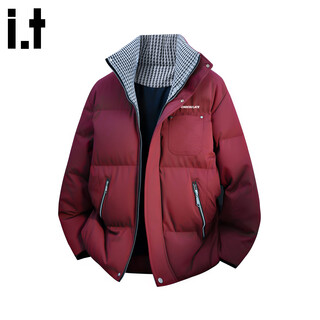 Chocoolate it stand collar burgundy cotton coat men's winter new cold-proof and warm loose zodiac year jacket burgundy m recommended 85-105jin jin equals 0.5 kg
