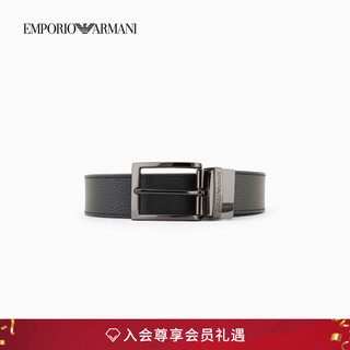 Emporio armani/armani official flagship christmas gift men's double-sided old money style pin buckle belt autumn and winter 80740-black litchi pattern/grey glossy