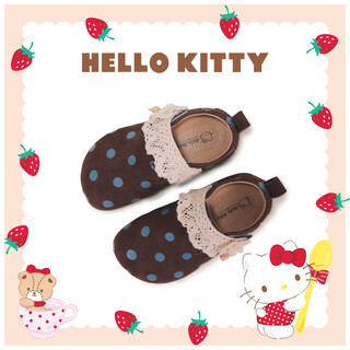 Hello kitty children's shoes girls leather shoes girls fashion birkenstock shoes polka dot lace princess shoes 7902 dark brown 26