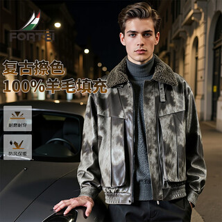 Rich pu leather, all sheep wool filling, lapel men's leather jacket, men's winter quilted warm leather jacket jacket