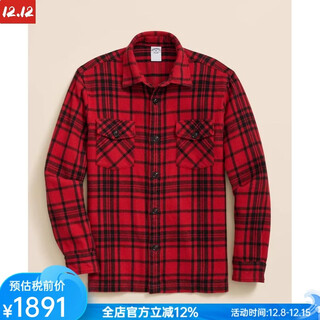 Brooks brothers men's shirt long-sleeved pure cotton lightweight classic plaid trendy fashion autumn and winter comfortable and soft top red red xs suitable for bust 98cm