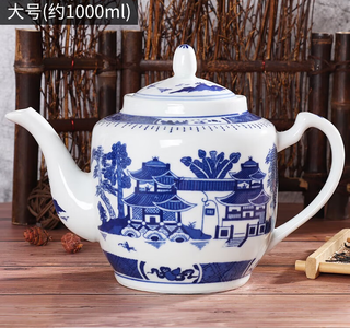 Topological ceramic teapot ceramic teapot single pot large capacity retro blue and white yanglian cold kettle yanglian wutong teapot 1000ml