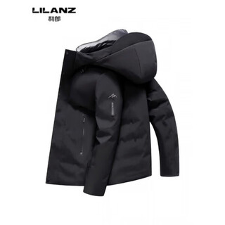 Lilanz down jacket men's winter short trendy brand workwear thickened warm hooded jacket loose white duck down business black 14xl (190)