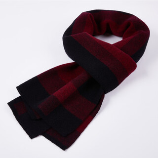 Erdos cashmere scarf men's winter thick plaid warm business wool knitted scarf red-9035 gift box