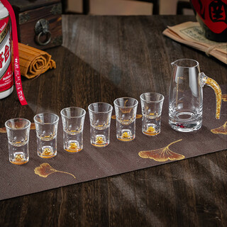 Genas white wine cup wine dispenser set one cup small wine cup crystal glass scale two or two cups household wine set 1 pot 6 cups