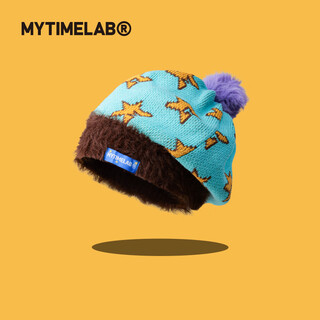 Mytimelab motai trendy pd mushroom star hat autumn and winter cute plush pullover hat warm and versatile showing face little hat cartoon green yellow one size