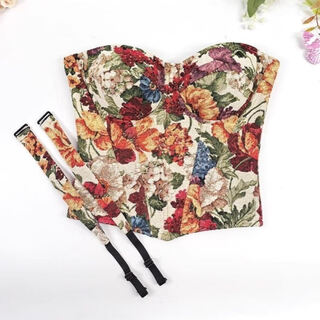 Changlizi sling strap breast pad women's jacquard fishbone bra outer wear to cover the secondary breasts camellia tube top dress u40-camellia s