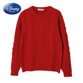 Disney (disney) new autumn and winter french sweet parent-child outfit sweater family of four chinese new year jacket internet celebrity street mother red (twist) 100 children 100 (25-30jin jin is equal to 0.5 kg)