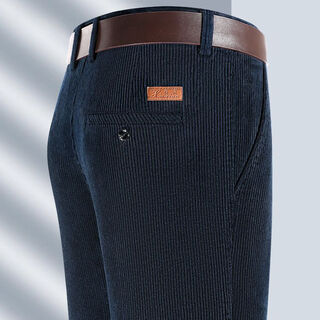 Autumn and winter new pure cotton corduroy men's casual pants for middle-aged and elderly thickened straight casual pants navy blue 29 recommended 95-105jin jin equals 0.5 kg