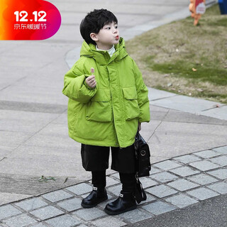 Bala suitable for boys winter down cotton coat 2025 new children's handsome baby cotton coat thick green apple color thickened down cotton one piece for winter 90cm