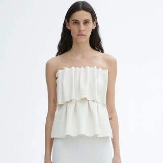 (in stock) lowclassic tube top women's 2024 summer style chest-wrapped slim-fit pleated top white s