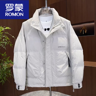 Romon men's stand-up collar wash-free down jacket men's korean style casual warm versatile thickened simple fashionable winter trendy brand apricot 2xl recommended 155-170 jin jin equals 0.5 kg