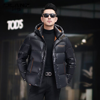 Lilanz men's down jacket winter new high-end brand hooded light luxury white duck down men's jacket black xl