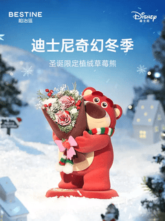 Christmas gift bai zhiting strawberry bear bouquet preserved flower gift box rose ornaments wedding birthday strawberry bear preserved flower box