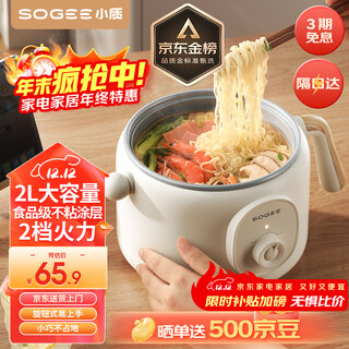 Small 2l electric cooking pot, electric hot pot, small electric pot, dormitory small pot, non-stick pot, one-piece instant noodles, small hot pot, multi-functional pot for 2-3 people dzg02 kitchen goods