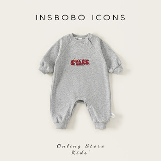 Insbobo baby clothes 2026 spring new style jumpsuits for girls, baby boy crawling clothes, outdoor clothes, spring clothes, flower gray 66cm