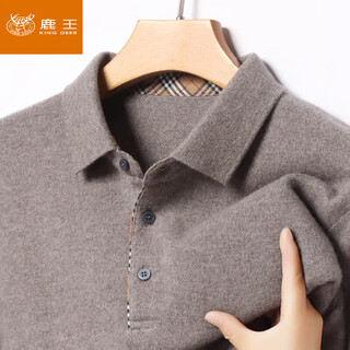 King deer light luxury business cashmere sweater men's pure cashmere pullover sweater loose thickened lapel sweater mituo m 165 100-120jin jin is equal to 0.5 kg