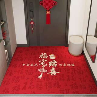 Sanqihu entrance door floor mat red festive new year door mat non-slip and cuttable pvc foot mat door entrance hall new year carpet happy year auspicious 4hz 70cmx100cm seven days no reason to return