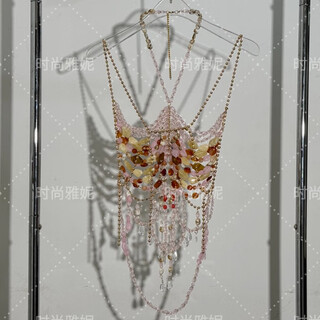 Acrylic beaded halterneck, versatile hollow gemstone backless vest, sexy colorful beaded tube top bra, picture color, one size fits all