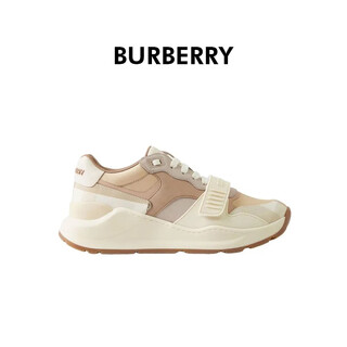 Burberry burberry women's tan leather canvas low-top sneakers 80657351 36