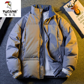 Woodpecker (tucano) 2025 japanese retro high fluffy 90 down down jacket men's winter trendy brand loose warm thickened bread jacket gray xl (161-180jin jin equals 0.5 kg)
