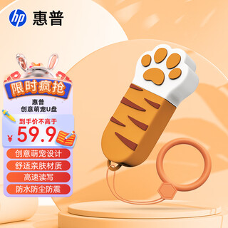 惠普（HP）惠普金属U盘可爱猫爪情侣迷你u盘办公学生车载手机优盘 【64g炫酷虎爪U盘】