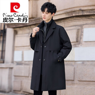 Pierre cardin down jacket men's mid-length winter white duck down 2026 new thickened trendy brand high-end casual windbreaker jacket black l recommended 120-140jin jin equals 0.5 kg