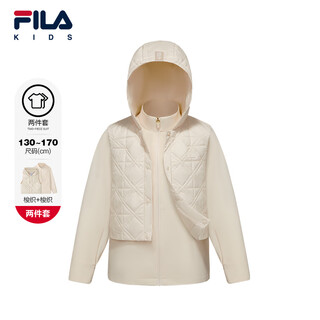 Fila fila children's clothing cotton clothes 2026 spring new women's and large children's woven sports two-piece tops excellent cream white-iv 140