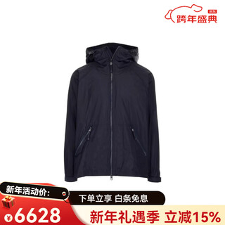 Burberry (burberry) Новогодний подарок burbrryss23 однотонная куртка на молнии с логотипом и капюшоном с длинными рукавами мужская темно-синяя темно-синяя для мужчин и женщин один размер 46