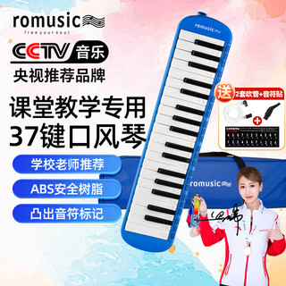 Romusic mouth organ 37-key primary school classroom special musical instrument for children beginners playing mouth organ blue