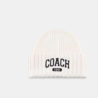 Coach brand direct supply 100% sheep wool embroidered knitted beanie hat for men and women, white cu806 gift