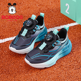 Bobdog children's shoes spring comfortable and versatile children's sports shoes boys' casual soft-soled running shoes 102561012 black/qingyue 29