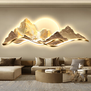 Weng painter led landscape painting with lights, living room decoration painting, sofa background wall hanging painting, mural, simple, light, luxurious, modern and high-end sense. z7583-with gold mountain on the back, banner 120*40 cm, uv exquisite carving frameless craftsmanship + high-end crystal porcelain picture, ordinary style, crystal porcelain anti-scratch and no light style