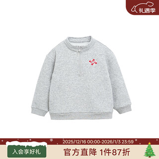 White wheat children's 2025 winter new parent-child clothing for boys and girls embroidered tops for a family of three, mother and daughter, gray (children) 100