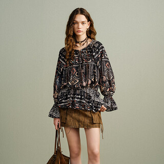 Wancaoyi (wancaoyi) shopping mall same style 2026 spring new shirt x12521611 jet black xs